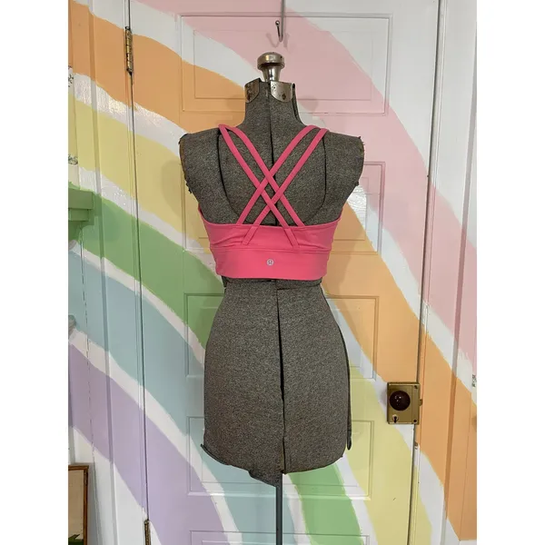 Lululemon Pink Strappy Back Longline Sports Bra Yoga Gym Activewear Medium - Image 4