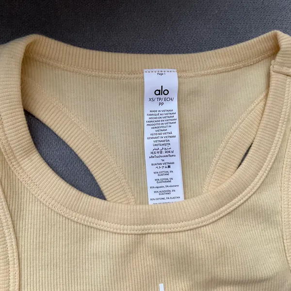 Alo Yoga Aspire Tank Warm Butter/White XS - Image 6