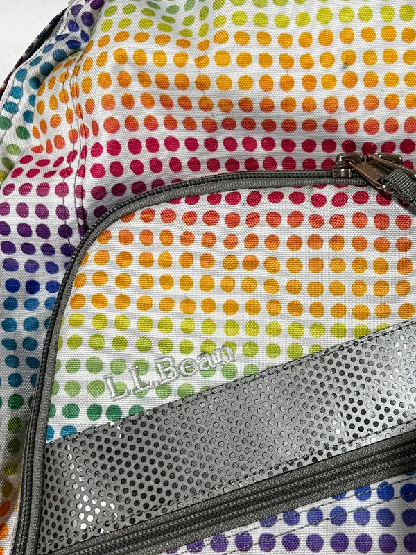 L.L.Bean Deluxe Backpack Book Pack Multicolor Polka-Dots Adjustable Straps - Image 15