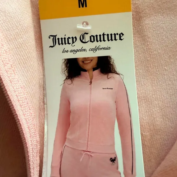 Medium Juicy Couture Velour Track Jacket Pink Navy Piping Juicy Anyone - Image 7