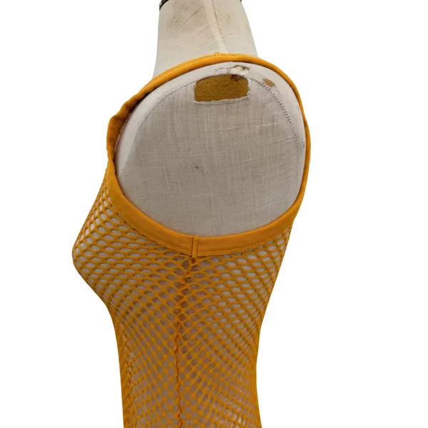 Jaded London Fishnet Mesh Tank Top Yellow Festival Y2K Sheer US 4‎ - Image 5