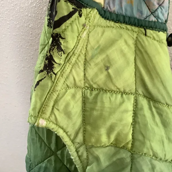 Reversible Green Multicolor Colorful‎ Patchwork Quilted Artsy Goblincore Vest L - Image 8