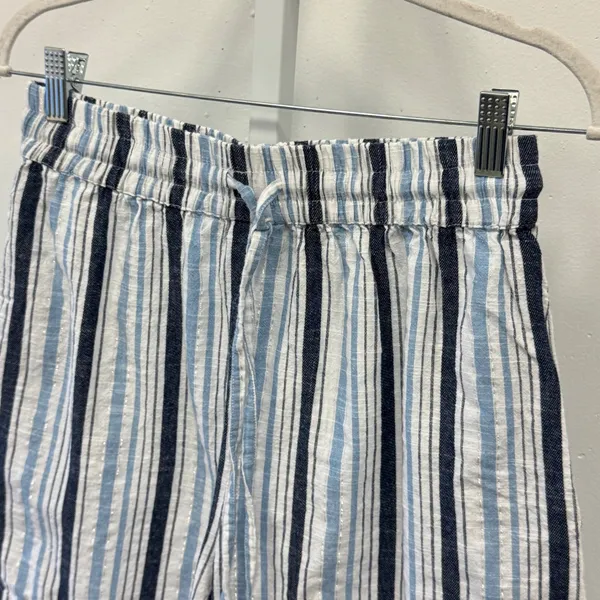 Argee Design Studio Blue White Striped Cotton Drawstring Shorts‎ Women's Medium - Image 3