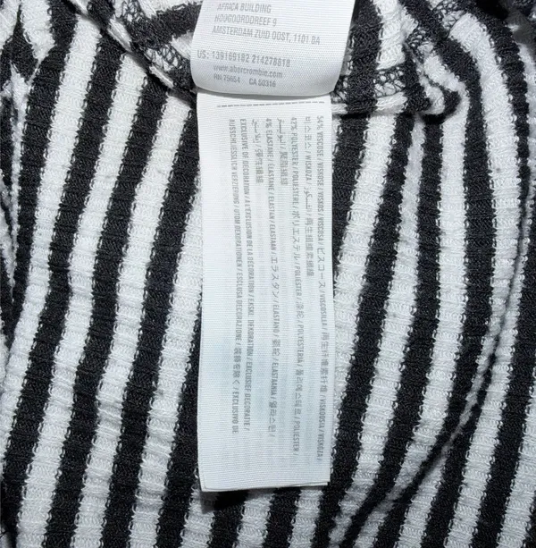 Abercrombie & Fitch Striped Ribbed Short Sleeve Tie Front Crop Top Size XS - Image 5