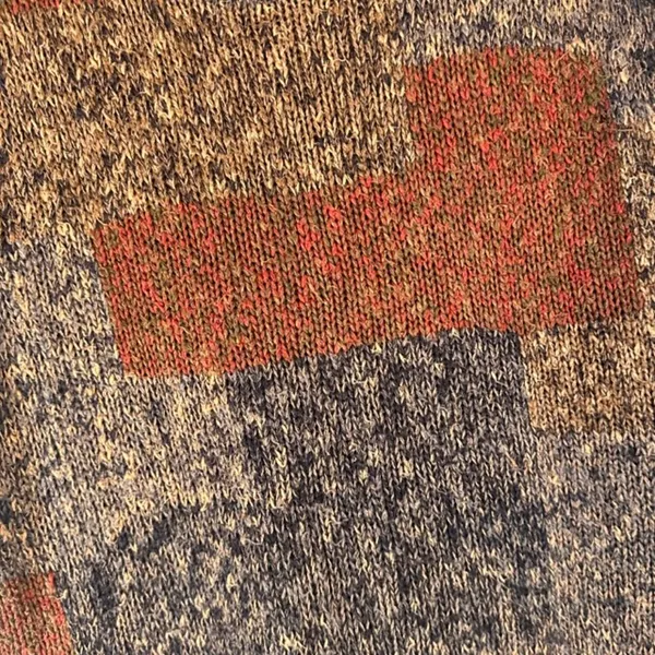 Cassidy Brown Earthy Patchwork Short Sleeve Linen Blend Knit Sweater Women Sz L - Image 5