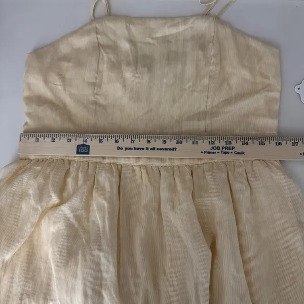 Altar'd State NWT Cottagecore Yellow Pinstripe Tiered Mini Dress L Coquette Romantic Whimsy - Image 10