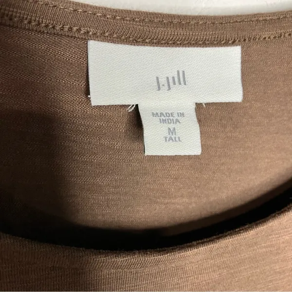 J. Jill‎ brown casual dress with ruffle hem short sleeves size medium tall - Image 4