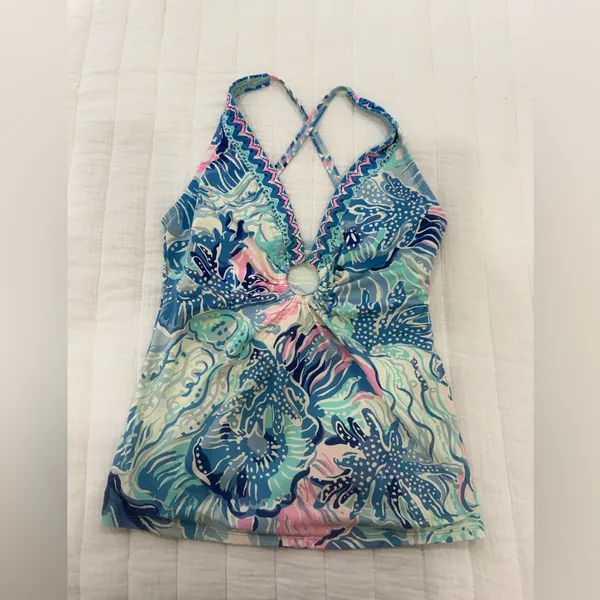 Lilly Pulitzer Brenta Tankini Top Multi Saltwater Blue Women’s Size 4 - Image 3
