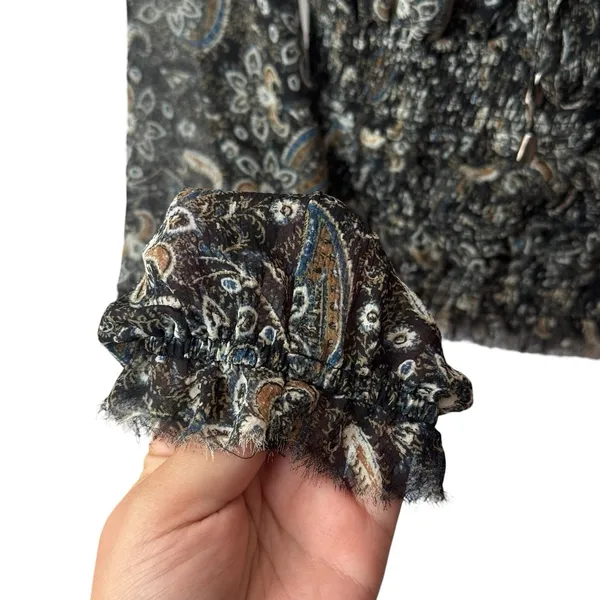 Free People Lolita Peasant Blouse Dark Floral Combo Milk Maid Dark Romantic S - Image 5