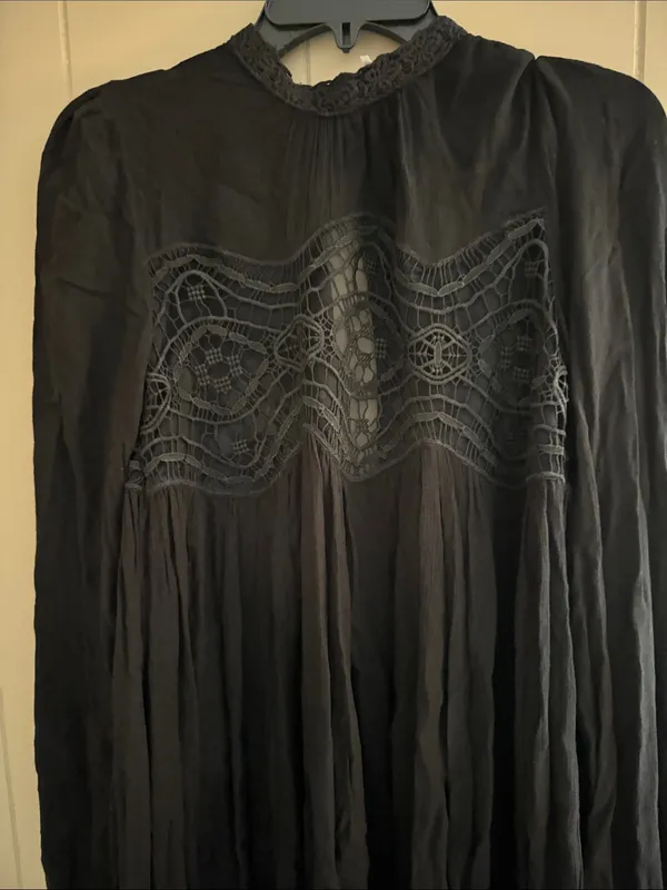 Free People Black Lace Dahlia Long Sleeve Dress - Image 2