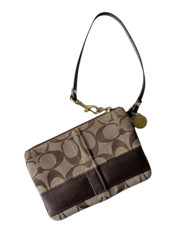 Coach ❃ Signature Monogram Jacquard Wristlet Clutch Bag ❃ Leather Trim ❃ Khaki ❃ - Image 10