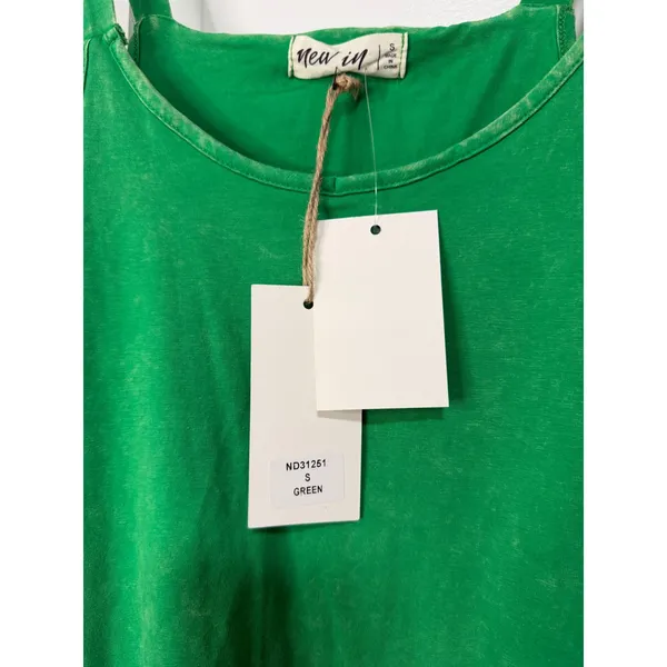 Very J Mineral Washed Green Cotton Romper Mini Dress Small - Image 6