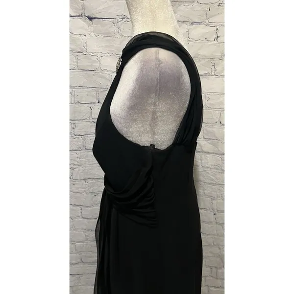 Vintage En Francais black sleeveless gown with a halter neckline Flowing Size 14 - Image 5