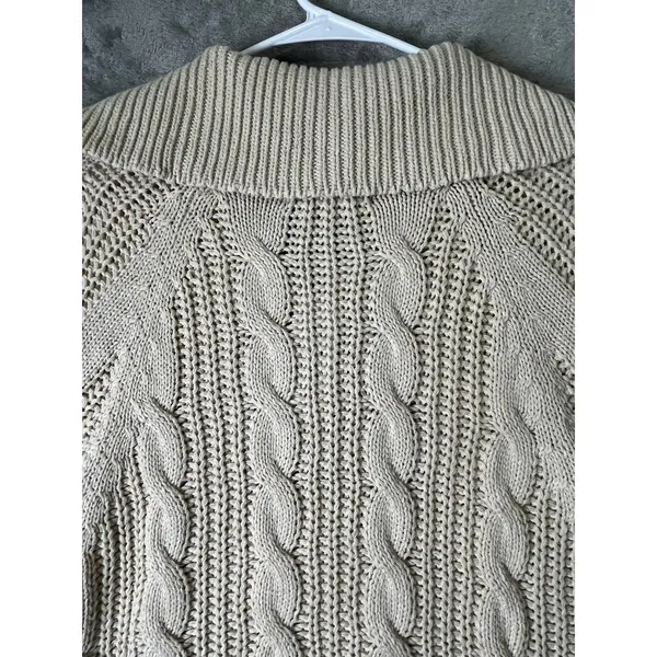 Grey Bandit Women’s Cable Knit Quarter Zip Pullover Sweater Cotton Blend New - Image 4