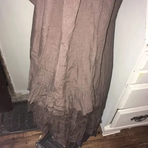 Judith March v-neck brown knit ruffle baby doll dress - Image 2