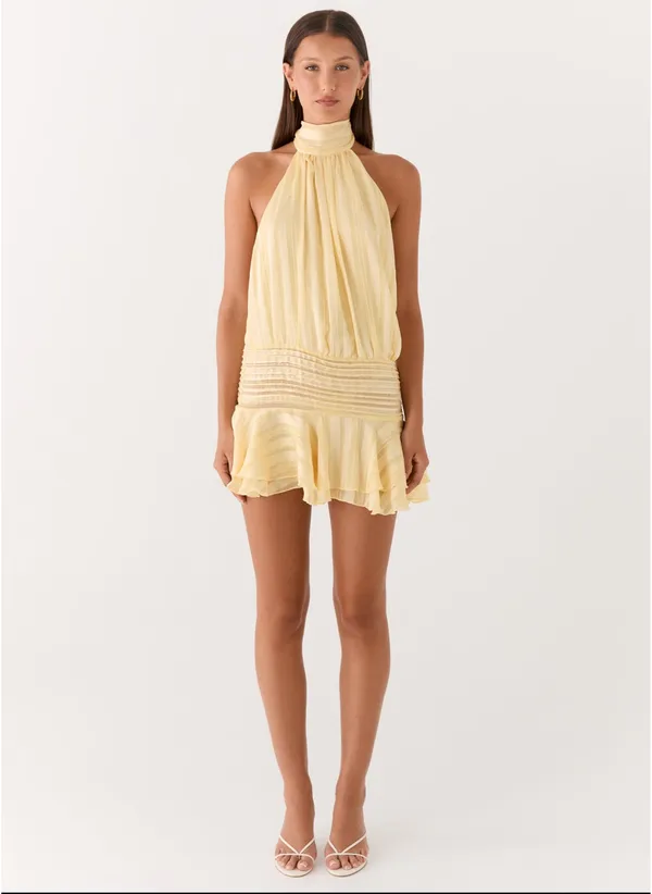 Peppermayo Willow Chiffon Mini Dress - Yellow - Image 3