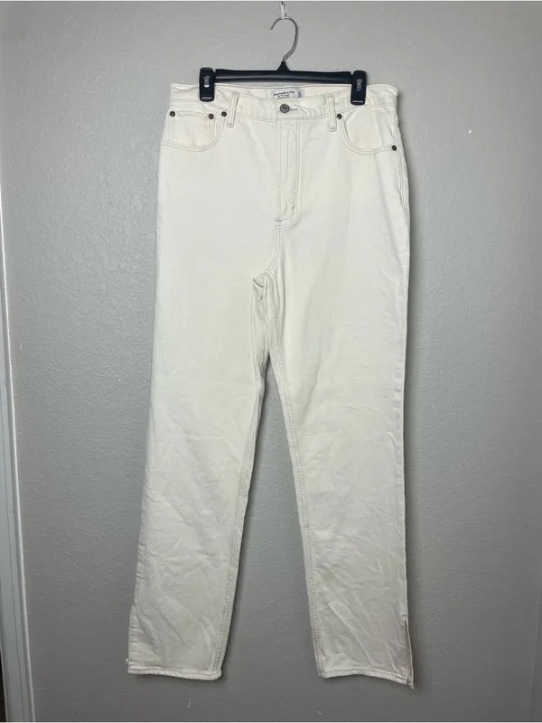 Abercrombie & Fitch 90’s Straight Ultra High Rise Off-White Jeans Size 31L - Image 3