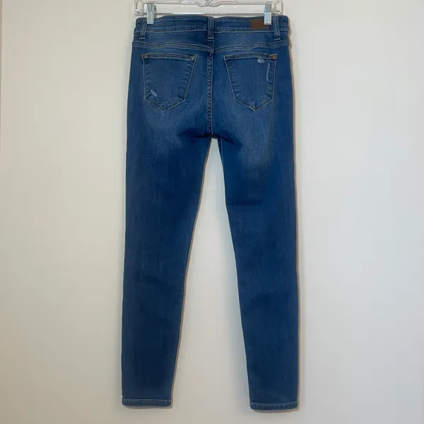 Judy Blue Size 9/29 Buffalo Plaid Patch Skinny Blue Ripped Denim Jeans JB8268DK - Image 2