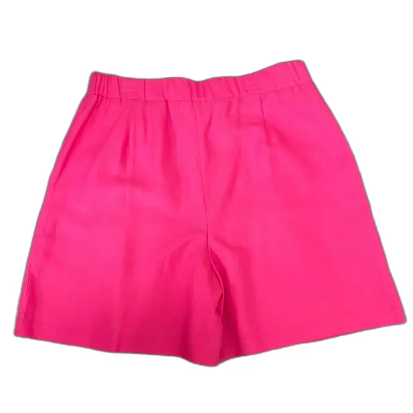Karen Kane Pollee‎ High Rise Pleat Front Shorts Hot Pink Linen Blend Size Medium - Image 2