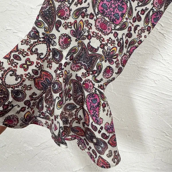 Shoshanna Purple Paisley Silk Dropped Waist Mini Dress Womens 0 Boho Coquette - Image 4