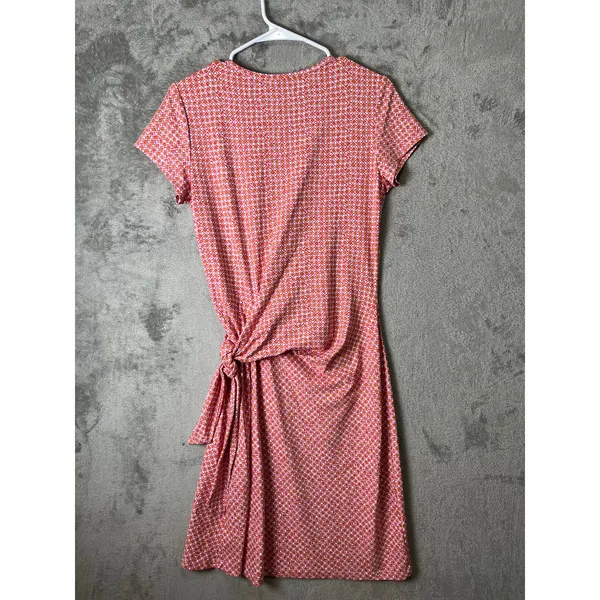 J. McLaughlin Side Knot‎ Dress Catalina Cloth Small Short Sleeve Pink Orange - Image 4