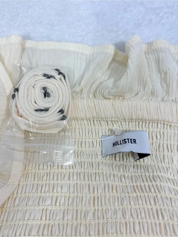 Hollister Cream Smocked Strapless Ruffle Maxi Dress size XXL P - Image 7