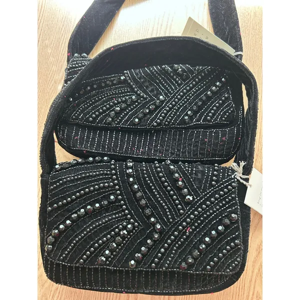 New Women’s A New Day Velvet Beaded Handbag 👜 Purse Black 11.5”x6.5” w/Flaw - Image 3