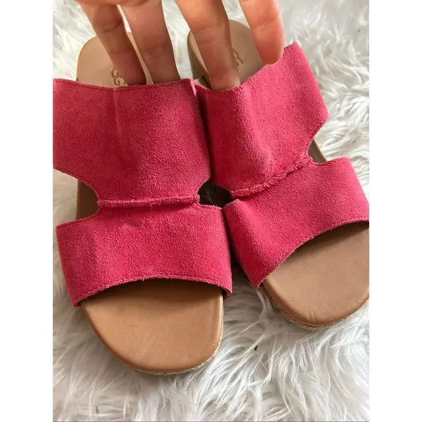 Ugg Sandal Suede Espadrilles Wedge Women's US 8 Slip On Shoes red/orange - Image 6