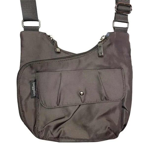 Baggallini Gray‎ Nylon Crossbody Zip Travel Purse Woman Cross Over Lightweight - Image 2