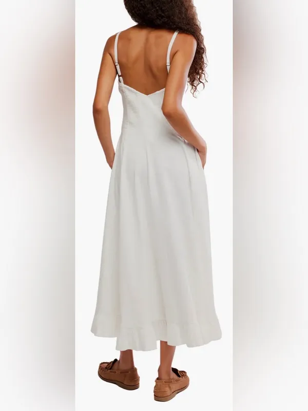 NEW Free People Another Season Midi white Dress sz L - Image 2