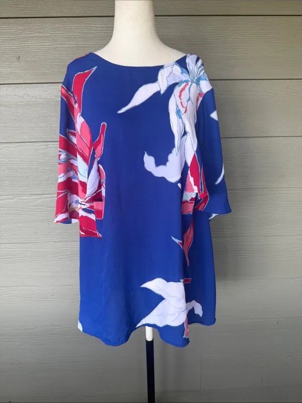 Gibson Latimer Vibrant Floral Flutter Sleeve Blouse - Image 2