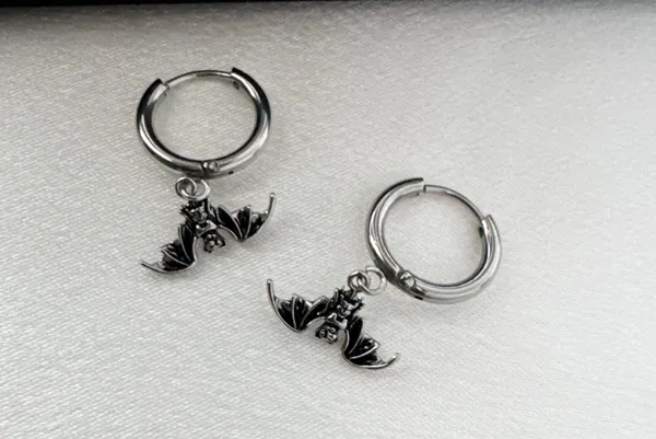 Bat Dangle Drop Earrings for Men Women,Streetwear Punk Hip Hop Unisex Style - Image 2