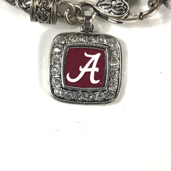 University of Alabama Silver Tone Bracelet 7.75" Long Heart Lock Closure - Image 2