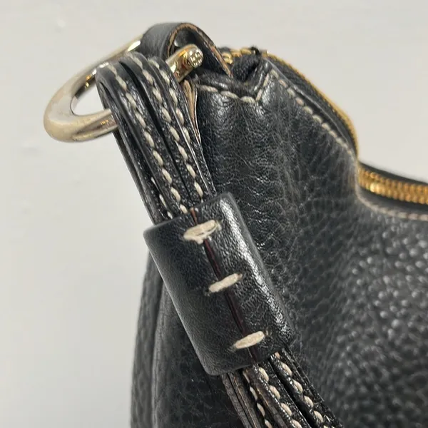 Kate Spade Black Pebbled Leather HandBag 2 Outside pockets, cloth interior - Image 7