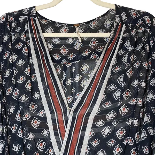 Free People‎ Before Dawn Top Black Boho Blouse Women's Size XS - Image 2