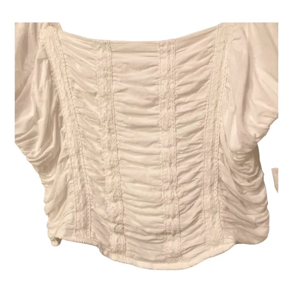 Hollister Long-Sleeve Ruched Bodice Top in White Size Large EUC - Image 10