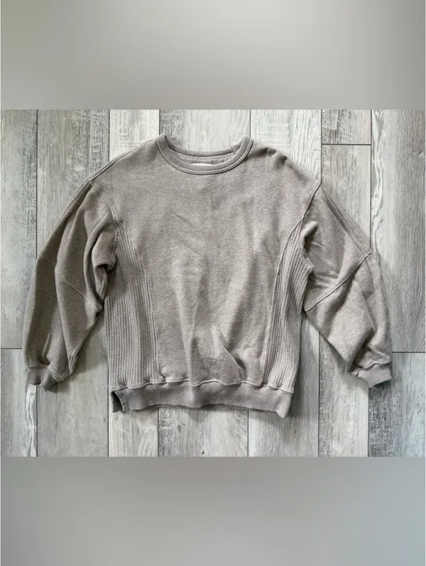 Aerie Tres Chic Oversized Minimalistic Neutral Streetwear Crewneck size xxs - Image 8