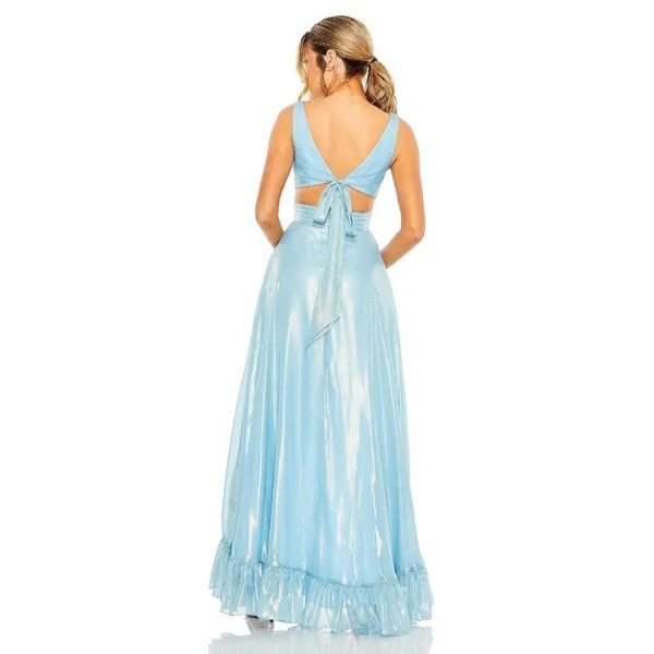 MAC DUGGAL High-Low Ruffle Gown in Powder Blue Size US 0 - Image 3