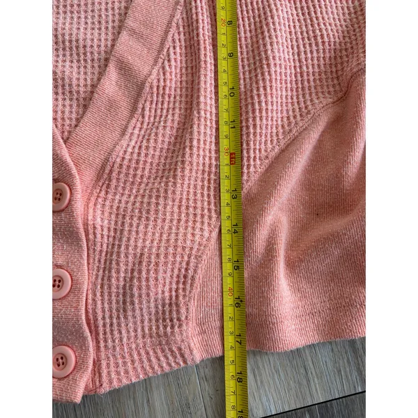 Out From Under Waffle Knit Henley Top Peach Coral Size Small Cozy Lounge - Image 2