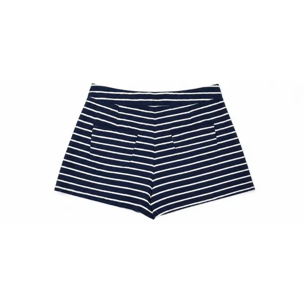 Zara Women’s Navy Blue Tailored High Waist Shorts Gold Button Detail Size M - Image 4