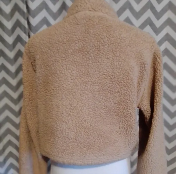 Forever 21 Brown Tan Sand Teddy Cropped Pullover Sweater - Image 3