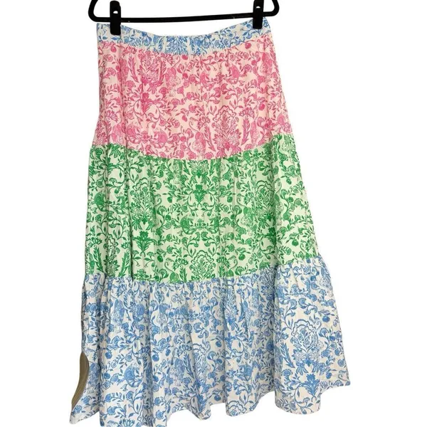 Roller Rabbit aitona carlisa tiered floral maxi skirt Large - Image 4