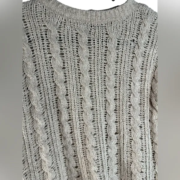 American‎ Eagle Womens XS Oatmeal Cable Knit Sweater Open Knit Cropped Pullover - Image 4