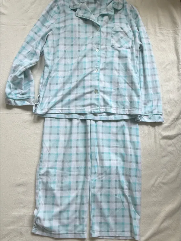 Kim Rogers Blue Plaid Two-Piece Flannel Pajama Set - Image 2