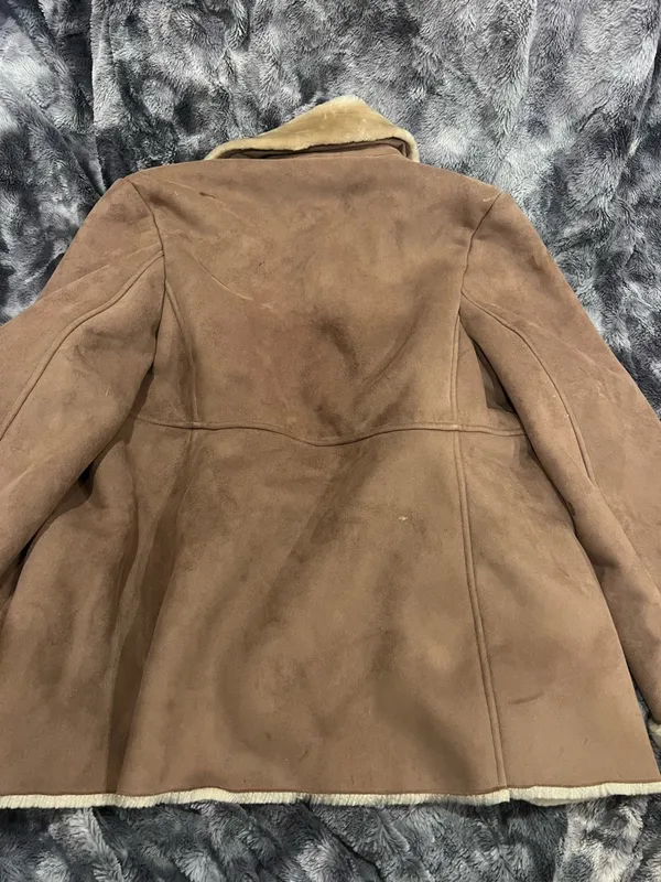 Jones New York Suede Shearling Jacket - Brown & Cream - Image 3