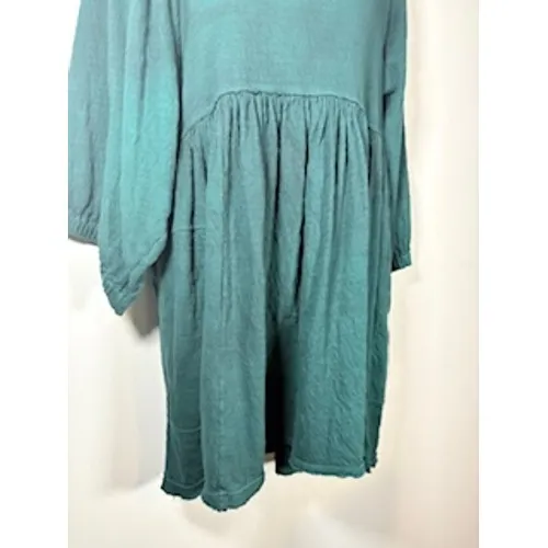 Free People Beach Babydoll Dress Green Long Sleeve Gauze Lagenlook Boho Small - Image 5