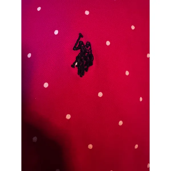 U.S. Polo Assn. Pink Polka Dot Polo Dress Short Sleeve Cotton Stretch Casual - Image 4