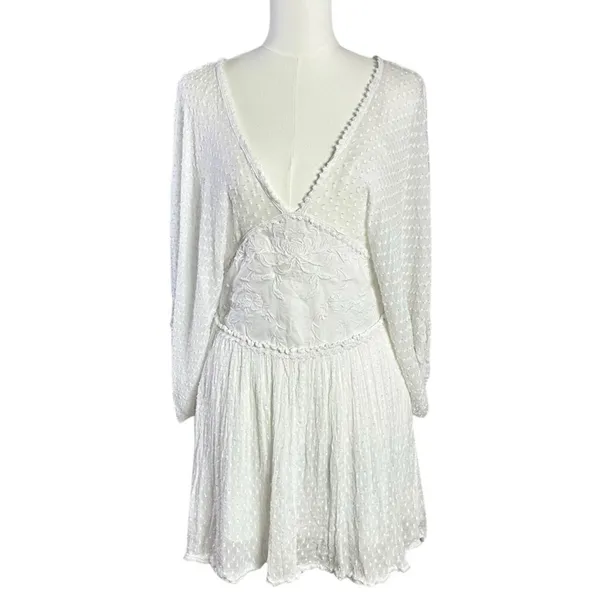 Free People Bohemian Ethereal Cottage Sweet Dreams Mini Dress in Tofu Large - Image 5