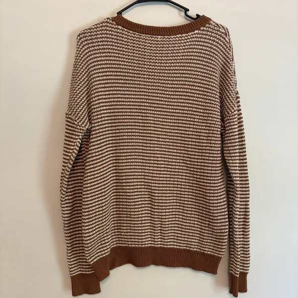 Hem & Thread Medium Rust White Patterned‎ Sweater Pullover Grandpacore - Image 7