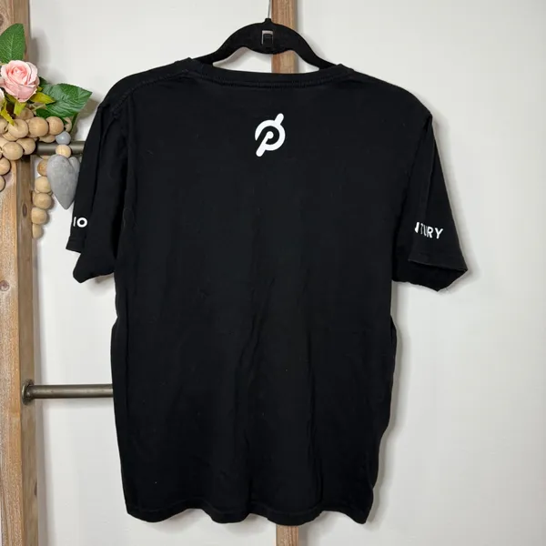 Peloton Black T Shirt Women's Size Medium 100 Century Logo Athletic - Image 4